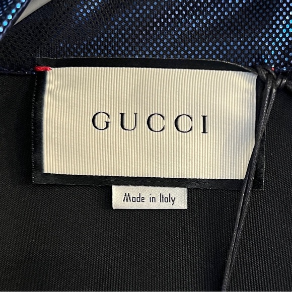 GUCCI Men’s Sylvie Web Blue Lame Logo Stripe Full Zip Track Jacket Size XS NEW - Picture 3 of 9